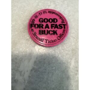 Braniff Airlines "Good For A Fast Buck" Pink Plastic Transit Trade Tokens‎